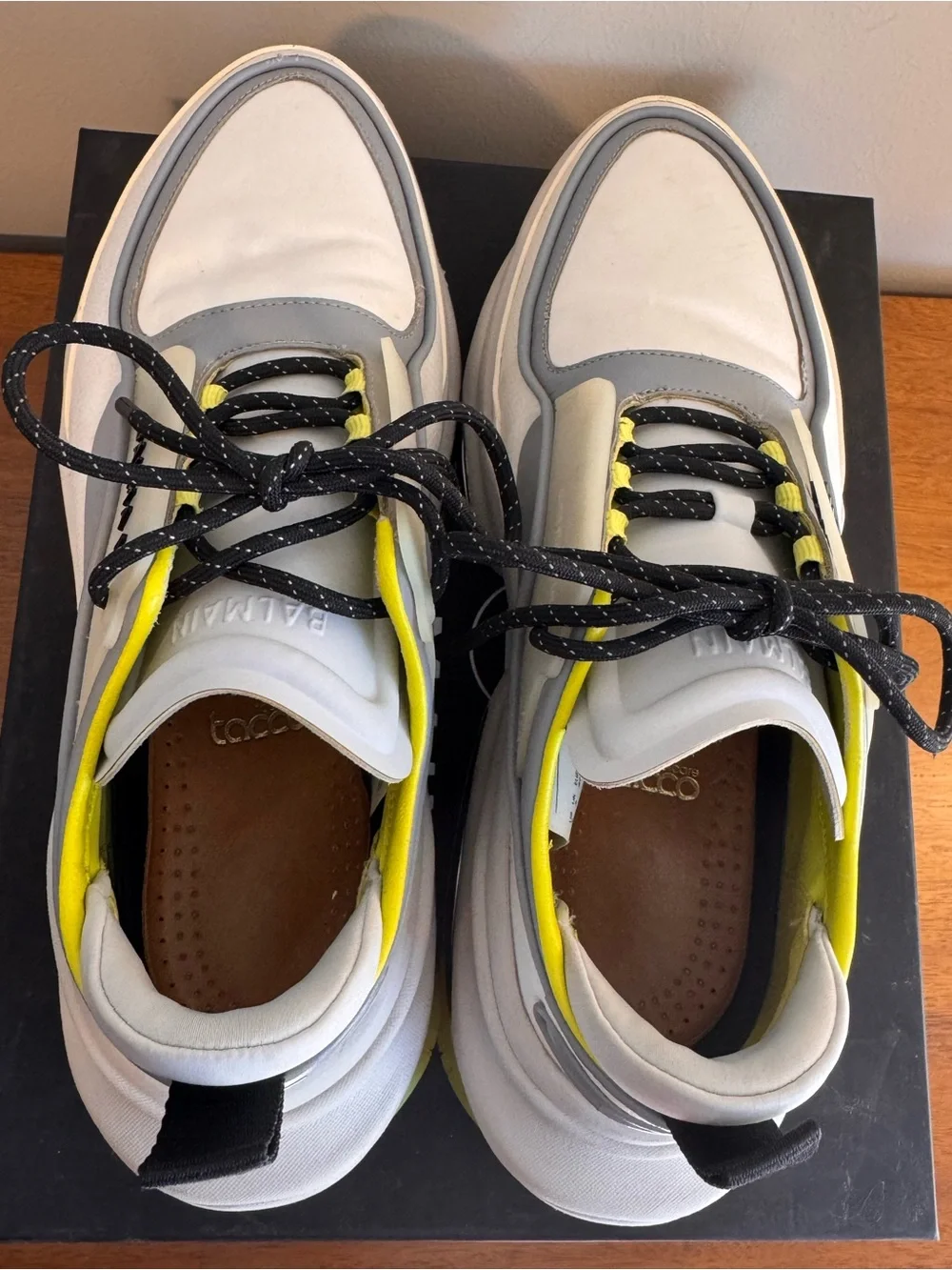 Balmain B-Runner White Grey Neon Yellow Chunky Sneakers Mens US 9 / EU 42